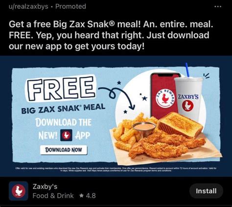 download zaxby app free meal.
